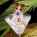 jack russell dog art and martini dogs, jack russell dog pop art prints, dog paintings, dog portraits and martini pet portraits in colorful original jack russell dog art and fine art dog prints by artists Jane Billman and Gregg Billman